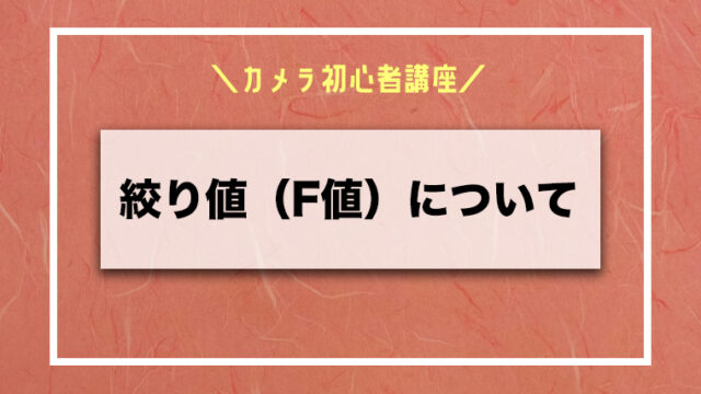 【カメラ初心者のための基礎知識】 〜絞りについて〜